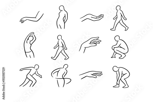 Dynamic icon movement simple flow trace human vector sketch generation image everyday