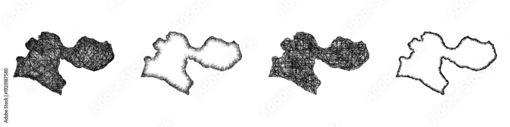 Fototapeta premium Sketch Tehran outline map design set