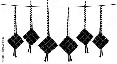 Black Wind Chimes Hanging from String.