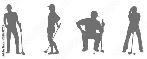 Golf player swing silhouette collection