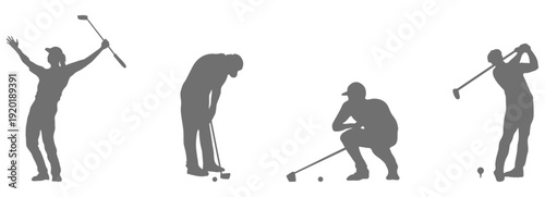 Golf player swing silhouette collection