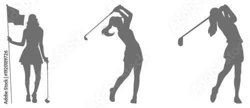 Golf player swing silhouette collection