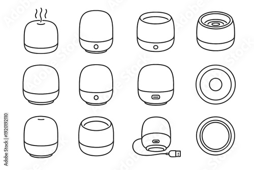 Rim essential led control vector ultrasonic wellness icon usb diffuser design rear