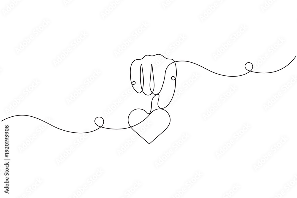 Fototapeta premium Connected love hearts continuous line drawing for wedding or valentine design 
