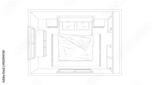 Bedroom Interior Outline Illustration