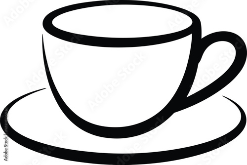 Simple Black and White Tea Cup Illustration