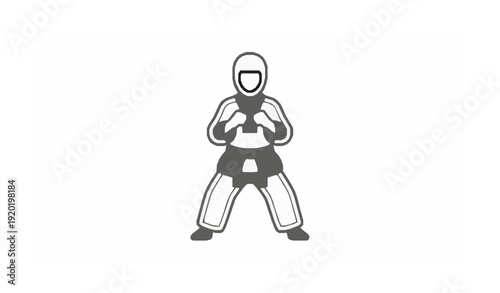 Minimal line art taekwondo fighter logo icon vector isolated on white background