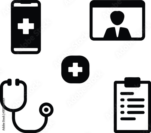 Medical icons for healthcare and telemedicine services