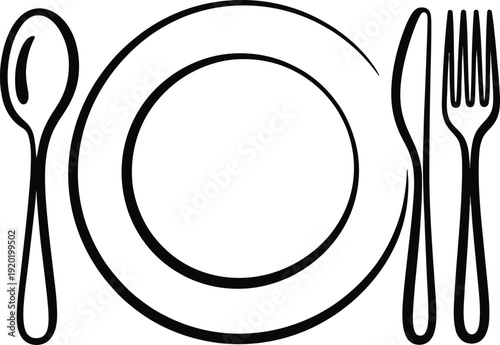 Simple Plate Setting with Fork Spoon and Knife