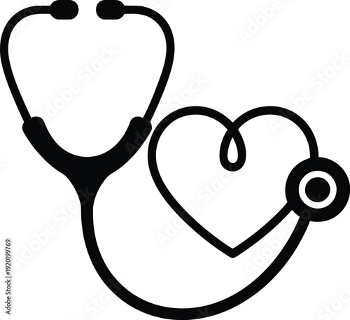 Stethoscope on Heart Symbol