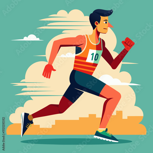 Male Marathon Runner Vector Illustration – Outdoor Running Sports Design
