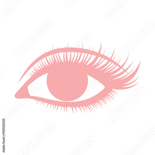 Pink Female Eye with Eyelashes Illustration.