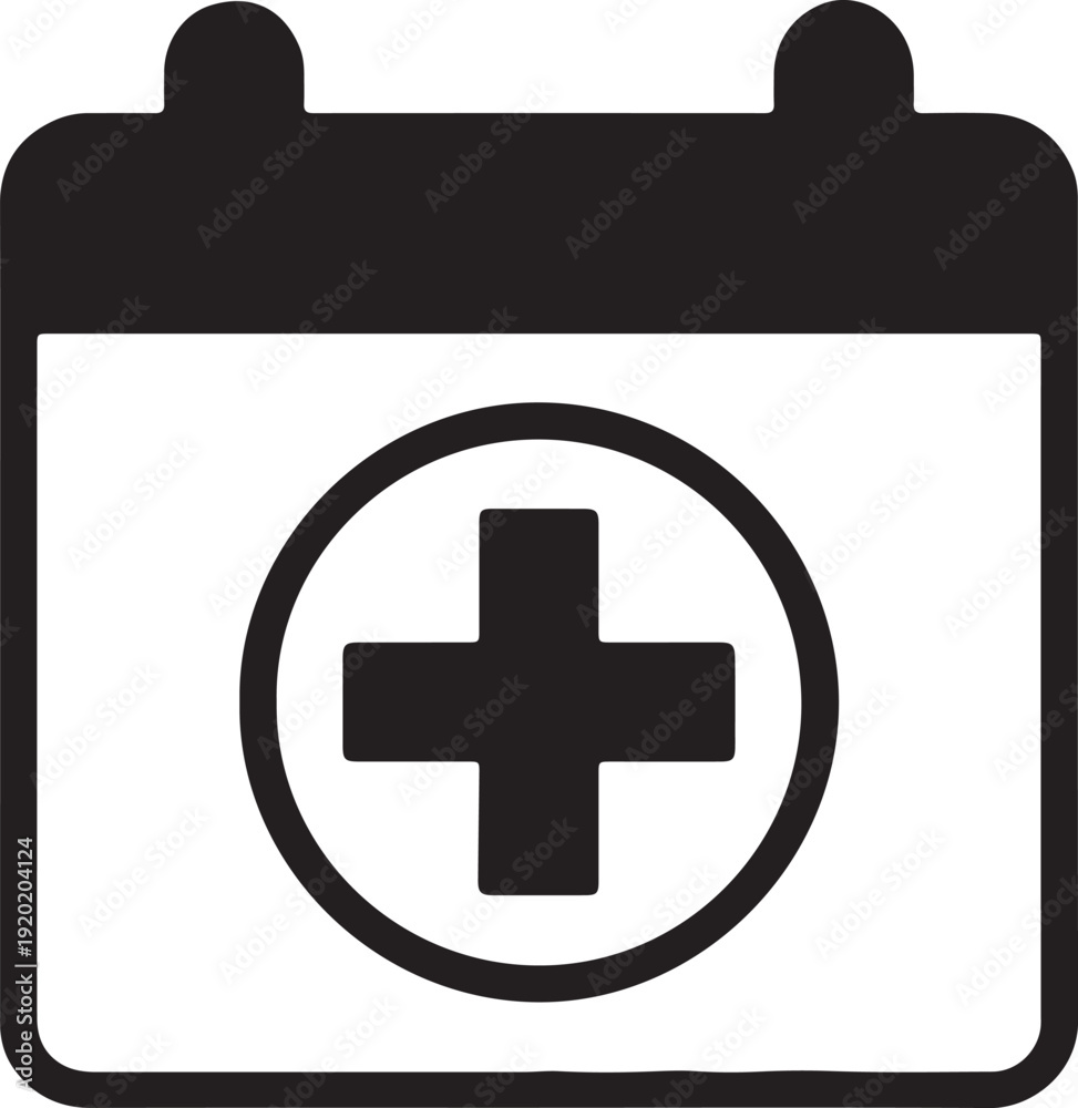 Obraz premium Medical Appointment Calendar Icon – Healthcare Schedule Symbol for Hospital, Clinic, Doctor Visit, Health Reminder, Vector Design