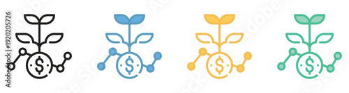 Growing investment concept with dollar sign and sprouting plant