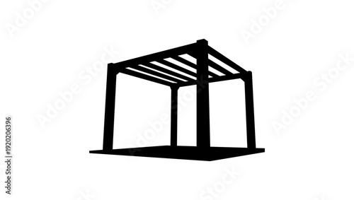 Wooden gazebo, black isolated silhouette