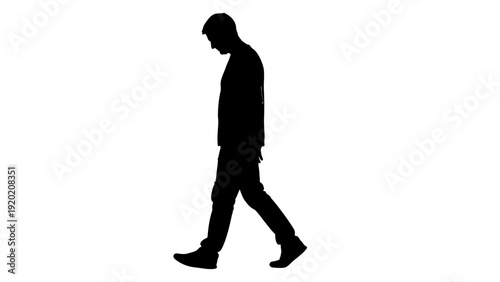 Silhouette of a man walking with head down, depicting sadness or contemplation.