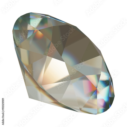 Vector illustration of a faceted brilliant diamond isolated on a white background. Clean geometric gemstone suitable for jewelry design, luxury branding, wedding, and engagement concepts.