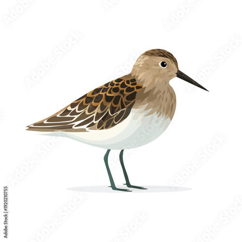Simple flat 2D vector graphic of Sandpiper, modern icon look, displayed on a pure white background.