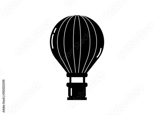 Black hot air ballon icon in a simple flat silhouette style