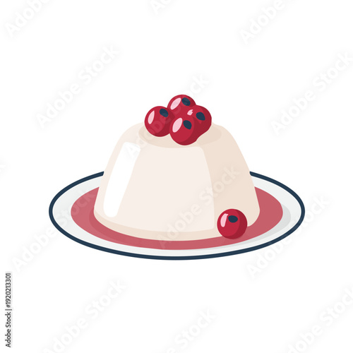 Panna Cotta illustrated in a clean 2D flat vector style, minimal and modern, isolated on a white background.