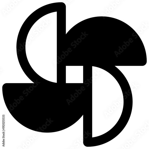 PinwheelOutlined stroke vector icon with black-filled details.