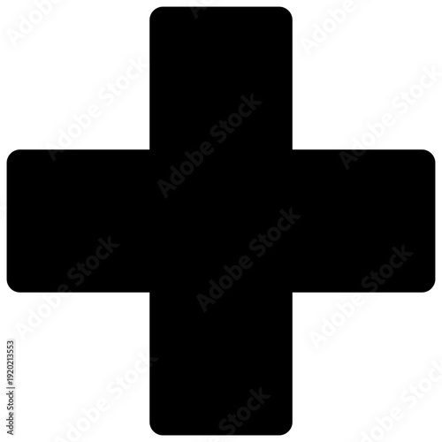 Cross. Black-filled vector icon.
