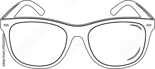 "Eyeglasses vector illustration showing rectangular frame with curved temples symbolizing vision, fashion accessory, and lifestyle utility"