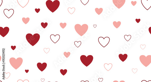 Seamless Pattern of Red and Pink Hearts Romantic Love Background for Valentine Design