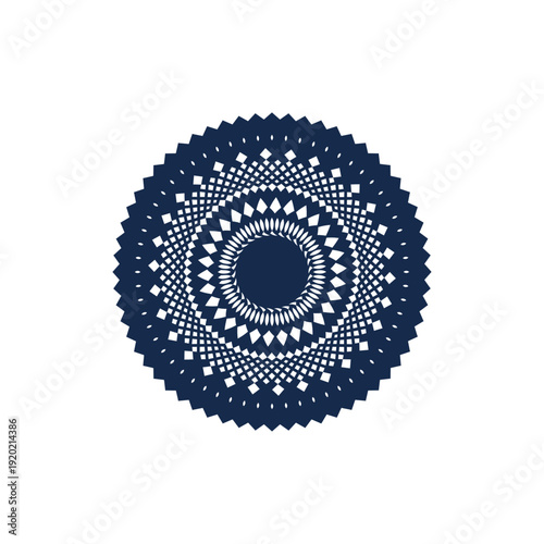 Intricate Dark Blue Geometric Mandala Ornament