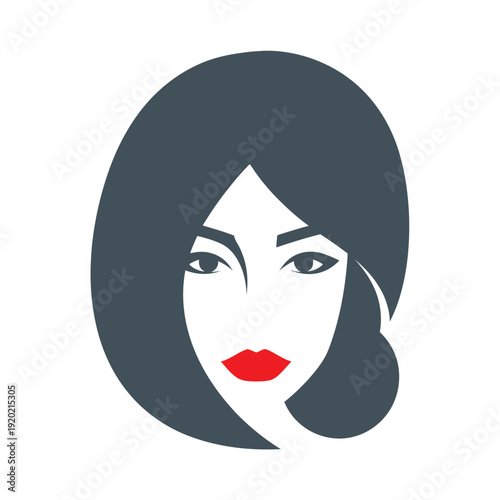 Woman Face Illustration with Red Lips.
