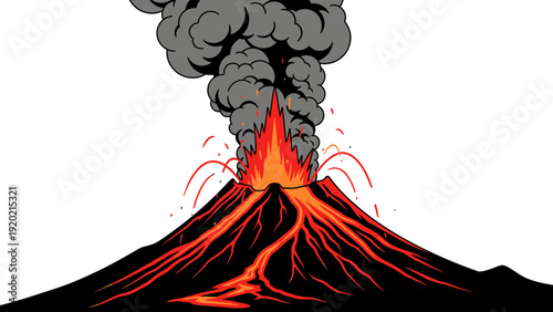 volcano eruption with smoke