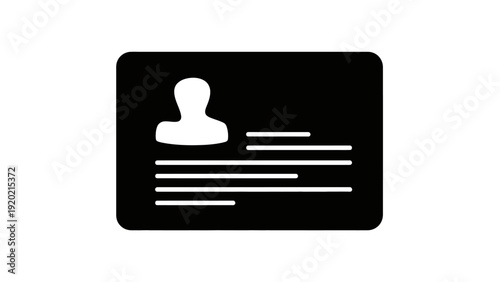 Simple Black and White Icon of an Identification Card.