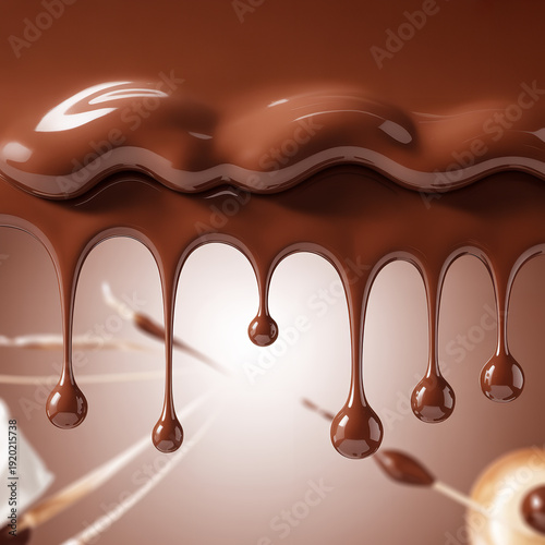 Wallpaper Mural Elegant Liquid Chocolate Drips with Smooth Melting Droplets Gourmet Cocoa Syrup Motion Design Premium Food Photography Torontodigital.ca