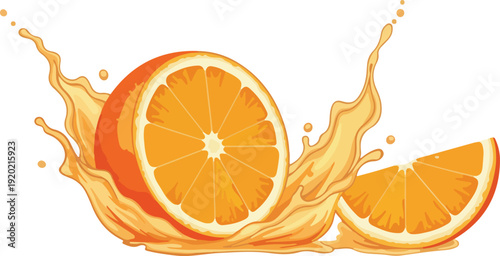 Orange Juice Splash Fruit Fresh Vector