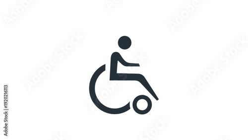 Simple black and white illustration of a wheelchair user icon.