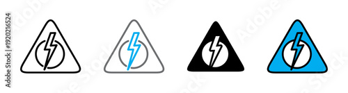 High Voltage Danger Sign Icon and Electric Shock Hazard Warning vector illustration