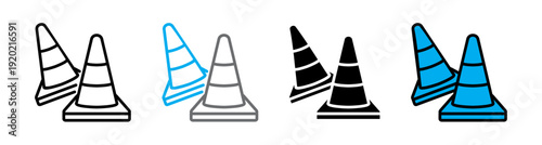 Safety Cone Icon Orange Traffic Pylon Vector editable