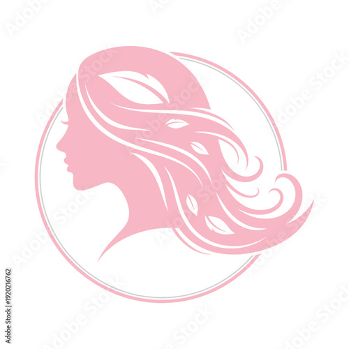 Woman Silhouette with Flowing Hair Logo.