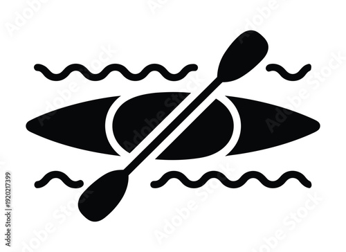 Vector of a kayak with a paddle on wavy water