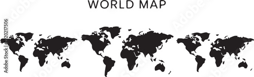 Set globe icon, world map in flat style, vector