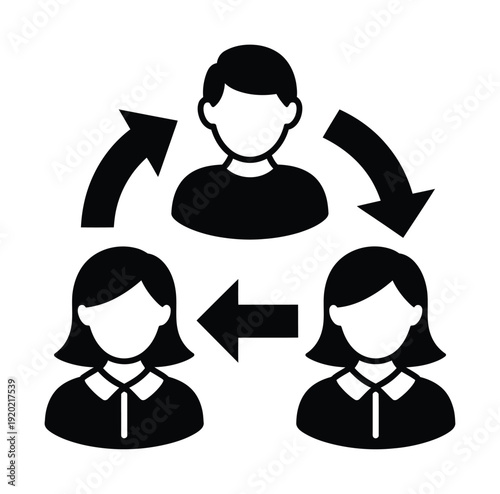 Vector of three people communicating and exchanging information