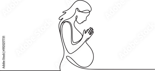 Serene Expecting Mother Silhouette, One Line Art for Pregnancy and Maternity Design