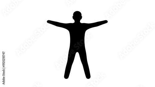 Silhouette of a person with arms outstretched in a star shape.
