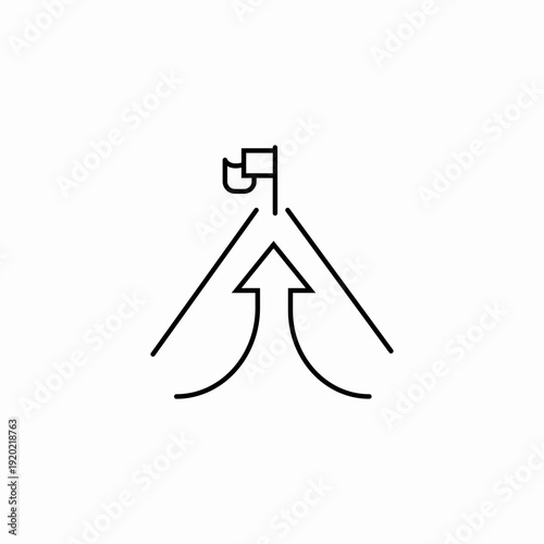 climbing mountain flag icon sign vector