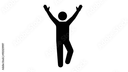 Silhouette of a person with arms raised in celebration or victory.