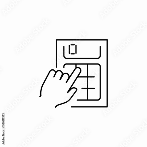 hand on calculator icon sign vector