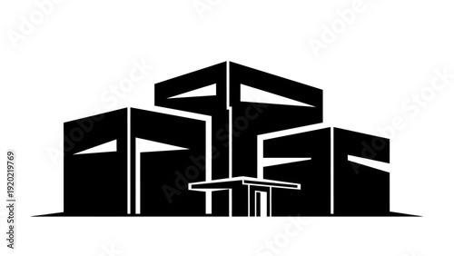 Stylized Black and White Vector Graphic of the Kaaba.