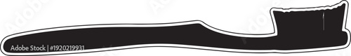 "Toothbrush silhouette vector illustration showing simple long handle with bristles symbolizing dental care, hygiene, and oral health"