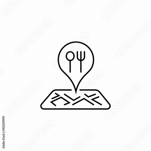 restaurant map pin icon sign vector