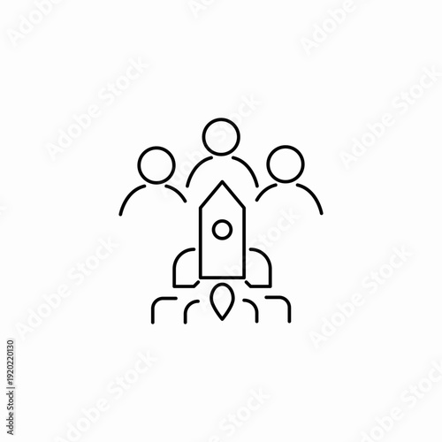 startup team rocket icon sign vector